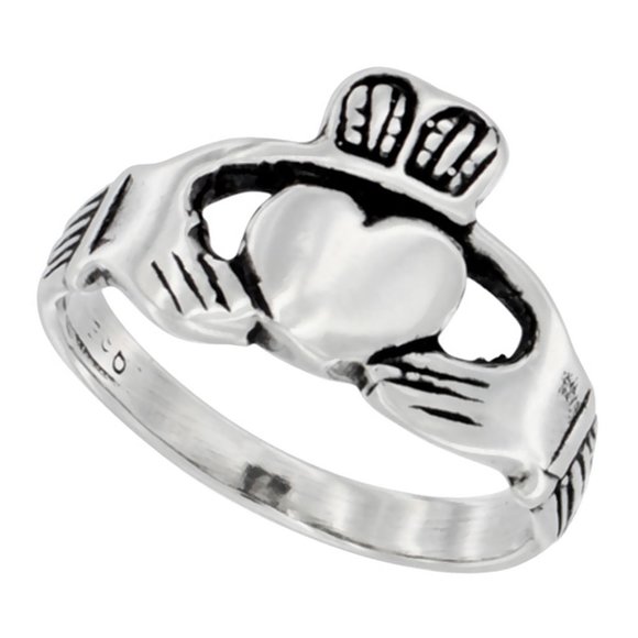 Sterling Silver Claddagh Ring Antiqued finish - Picture 1 of 2
